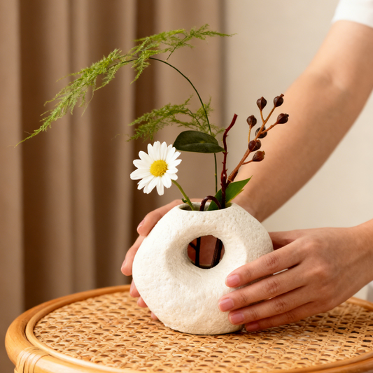 White Texture Decor Vase