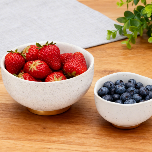 Speckle Footed Noodle Bowls Milk (Set of 2)